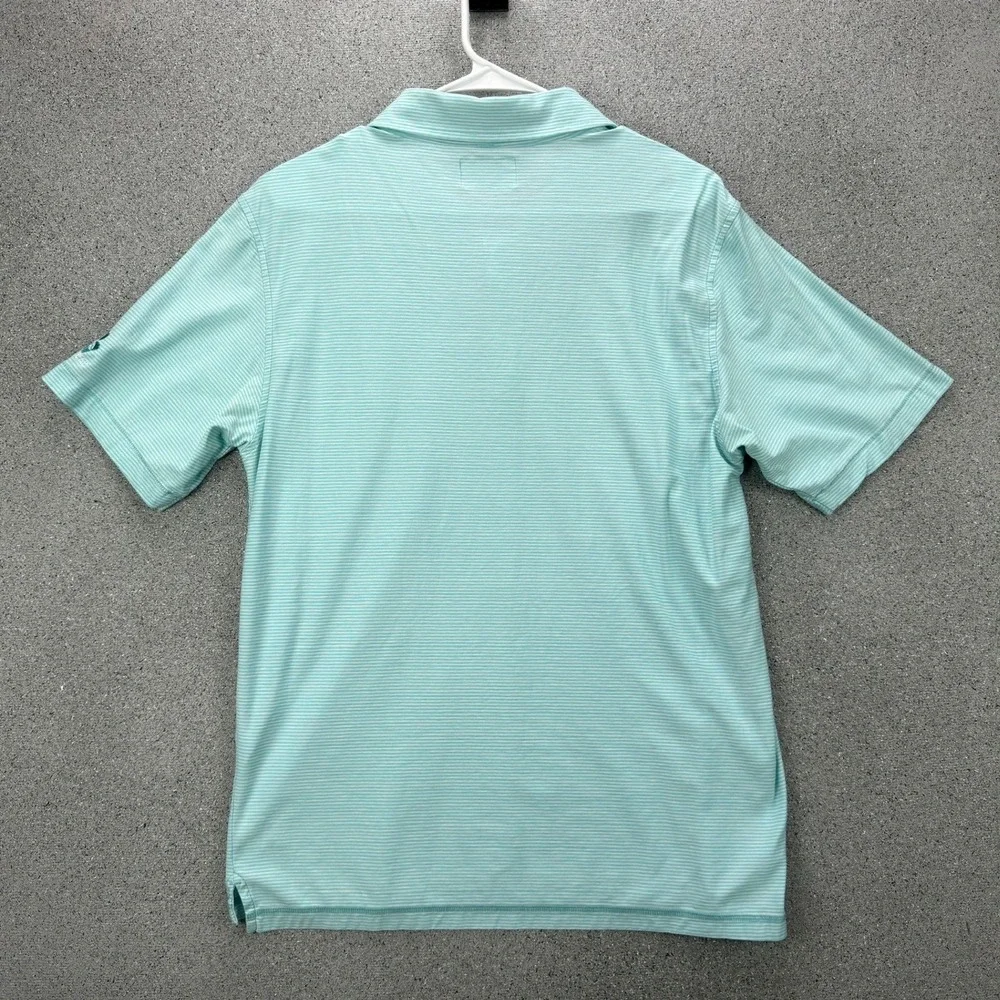 Ballyneal Linksoul Mens M Polo Shirt Mint Green White Stripe Golf Luxury - Picture 10 of 12